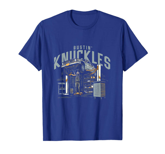 Bustin Knuckles Mechanic Front Print Graphic T-Shirt