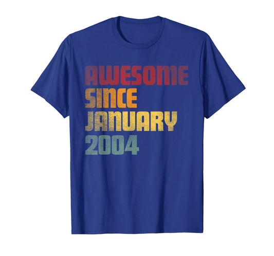 Awesome Since January 2004 22nd Birthday - Vintage T-Shirt