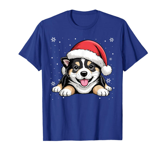 Christmas Shiba Inu Dog Wearing Santa Hat Pet Animal Lover T-Shirt