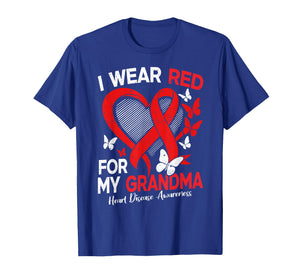 I Wear Red for My Grandma Heart Disease Awareness Butterfly T-Shirt