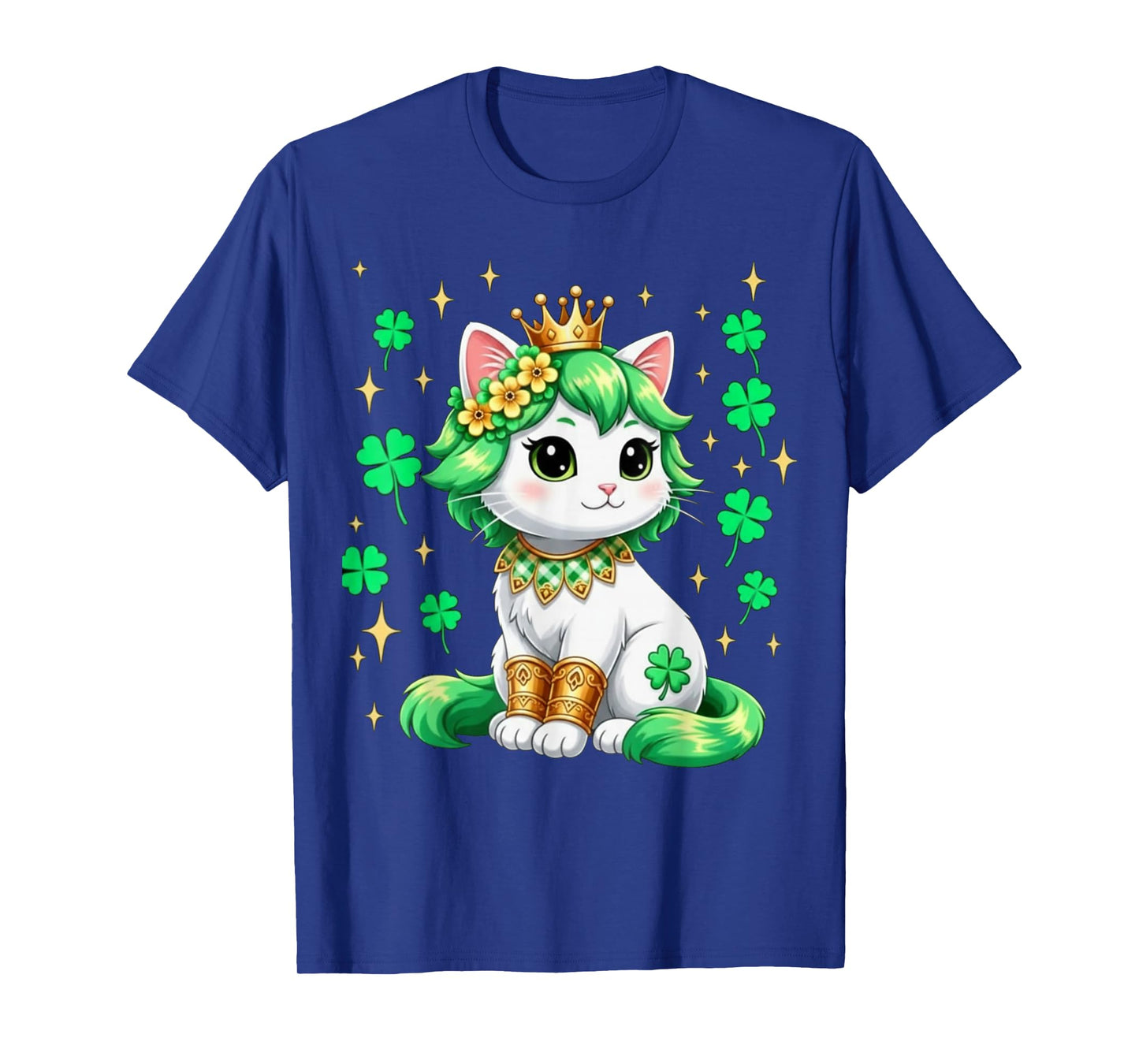 Cute Cat Shamrock St Patricks Day Girls Kids Women's T-Shirt