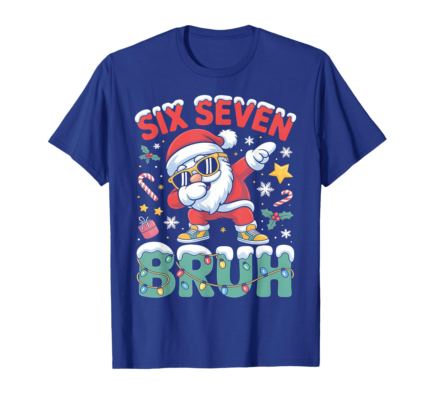 Six Seven Bruh Funny Christmas Santa Dab Holiday Outfit T-Shirt