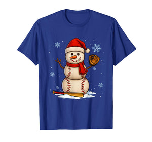 Baseball Snowman Merry Christmas Holiday Sports Xmas Pajamas T-Shirt