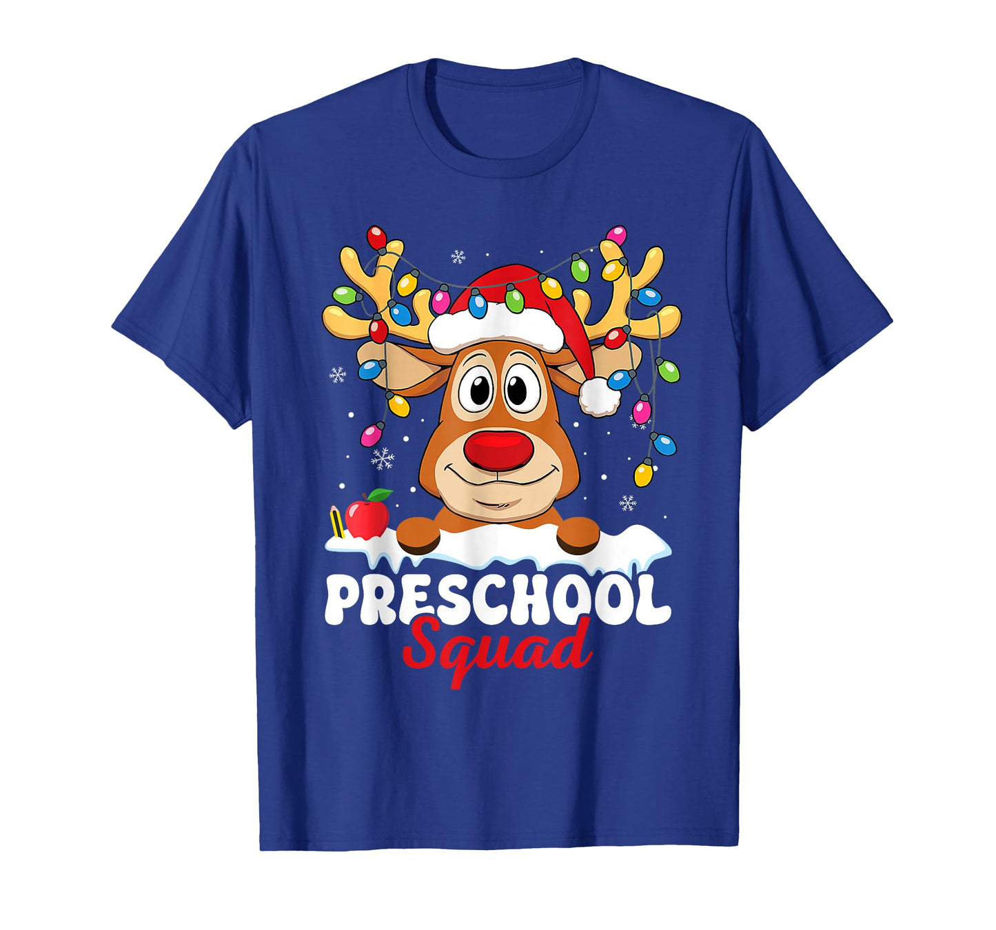 Preschool Teacher Christmas Preschool Squad Reindeer Xmas T-Shirt