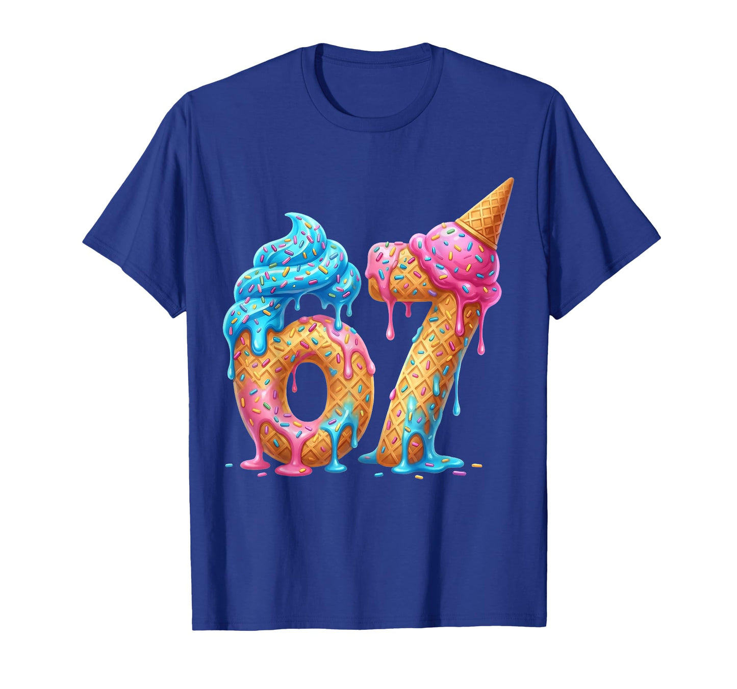 Six Seven 67 Drip 6 7 Ice Cream Dripping 6-7 Meme Funny T-Shirt