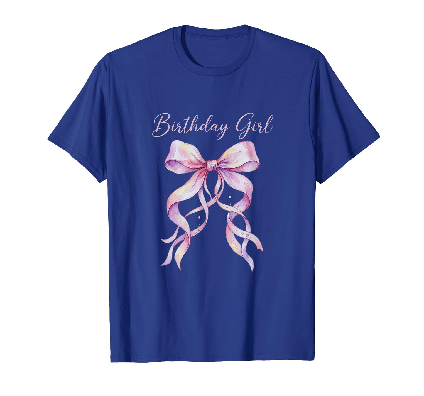 Coquette Birthday Girl Pink Watercolor Bow Aesthetic T-Shirt