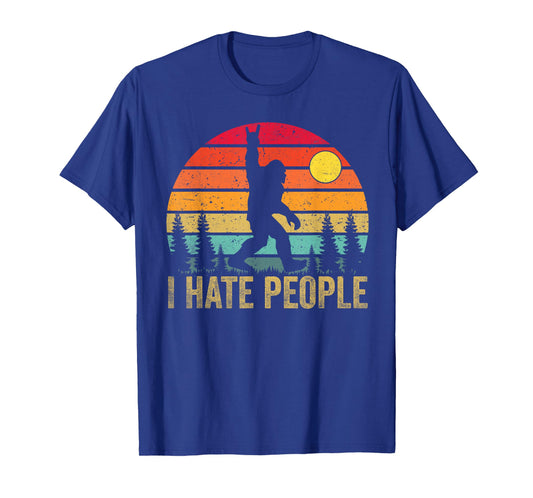 Big Foot Sasquatch I Hate People Funny Bigfoot Vintage Tee T-Shirt