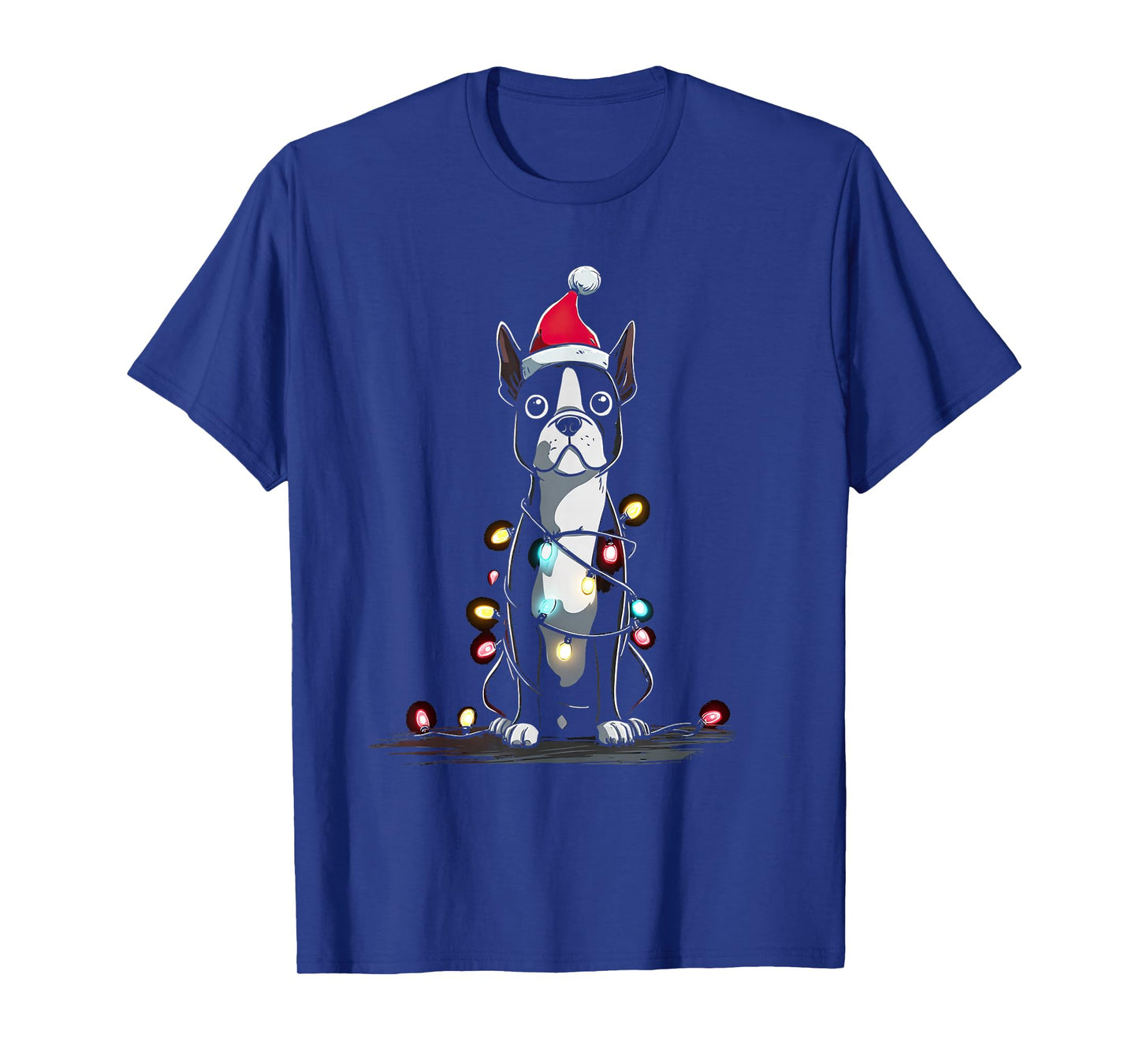Funny Boston Terrier Christmas Graphics Dog Lights Lover T-Shirt