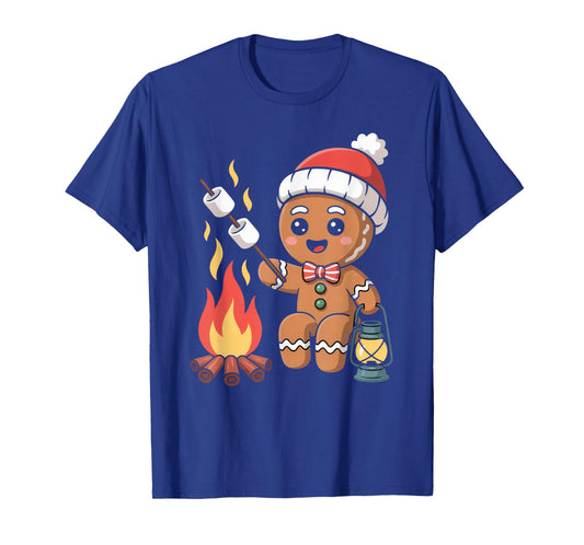 Gingerbread Marshmallow Roaster Camping Christmas T-Shirt