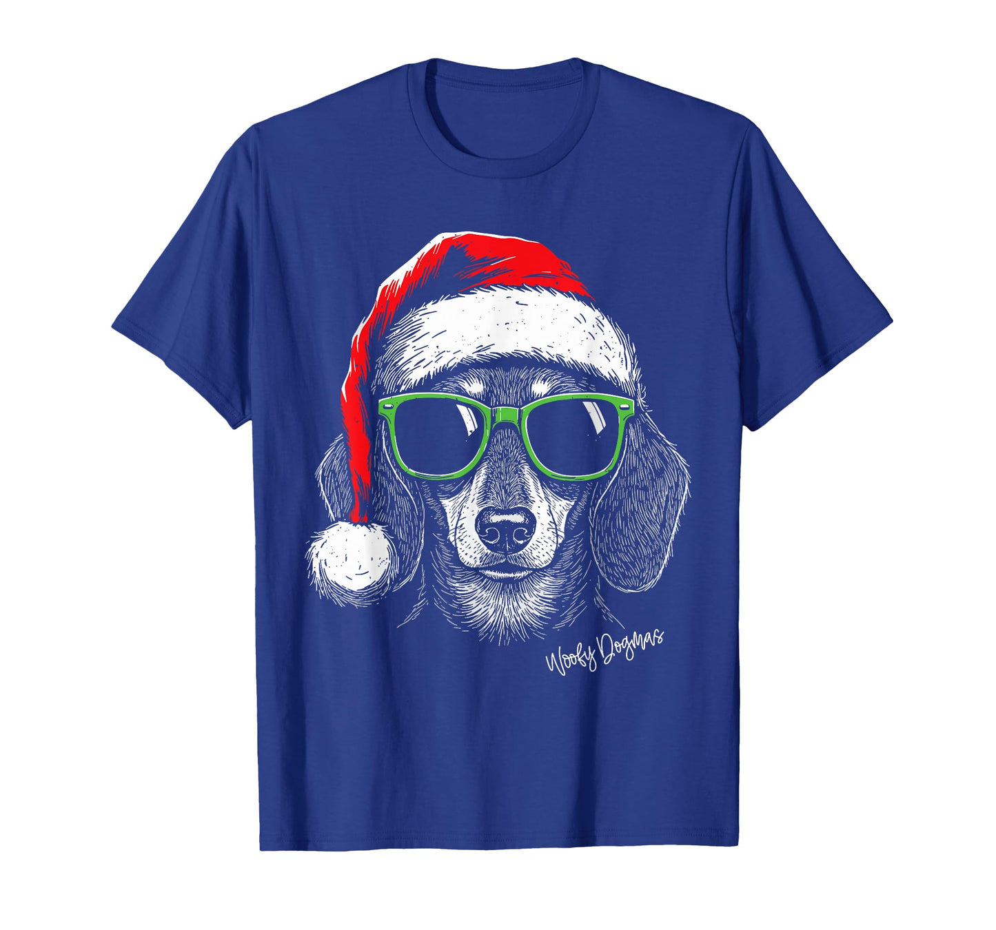 Dachshund Christmas Wiener Dog Santa Hat Weenie Woofy Dogmas T-Shirt