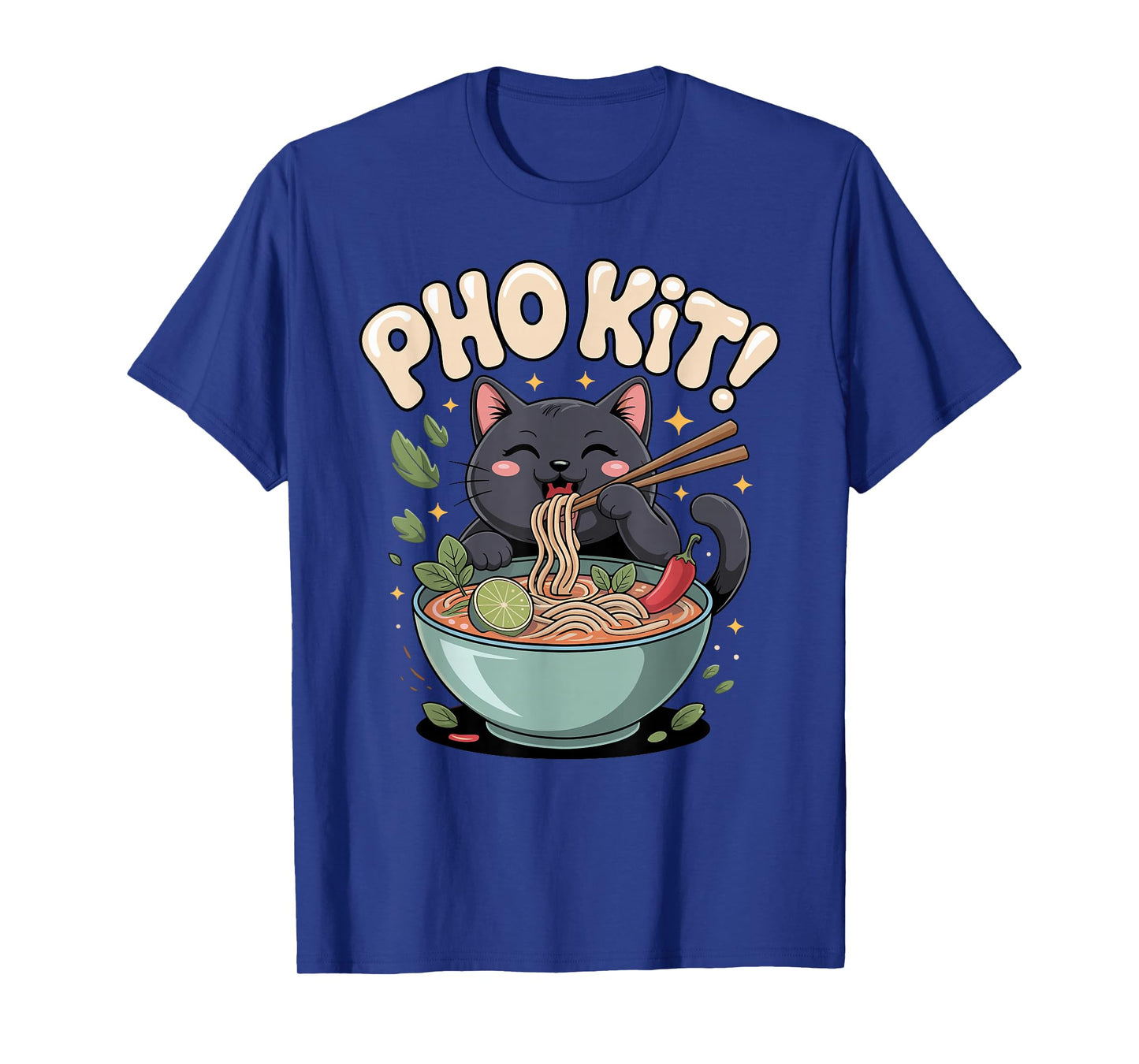 Black Noodle Cat Vietnamese Food Pho Kit T-Shirt