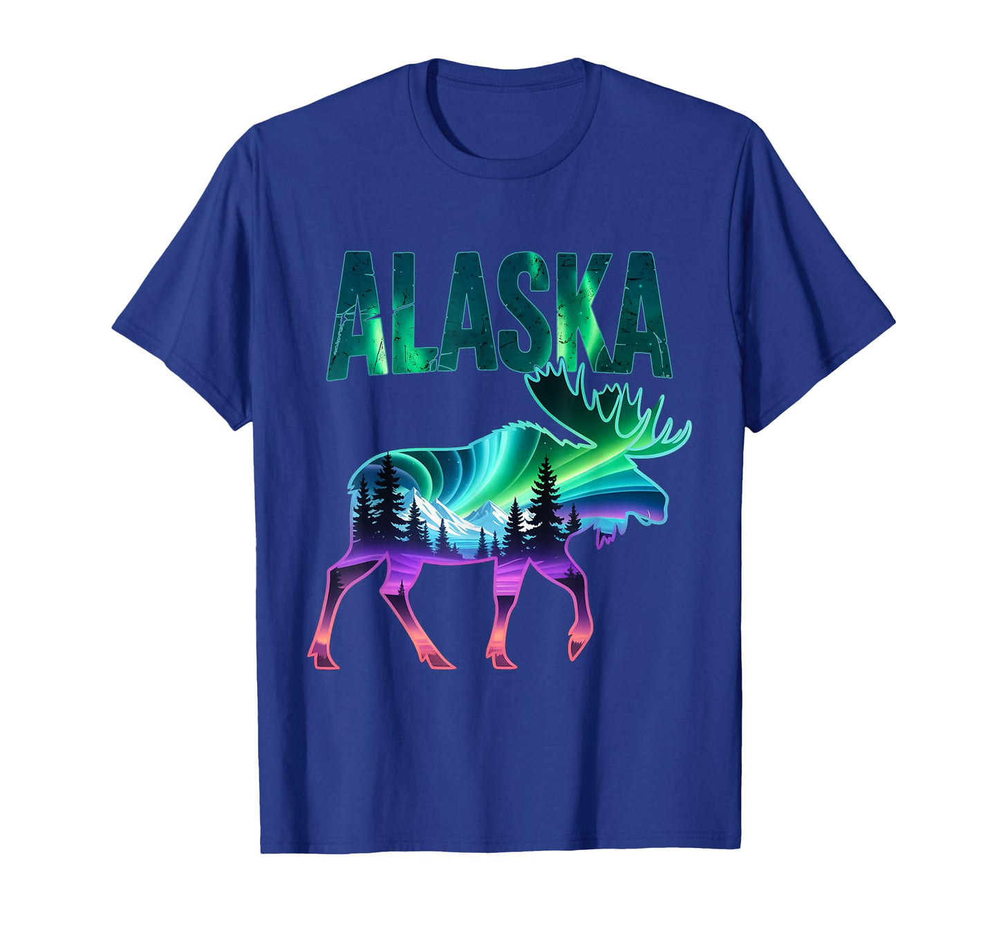 Alaska Northern Lights Viewing Moose Vacation Trip T-Shirt