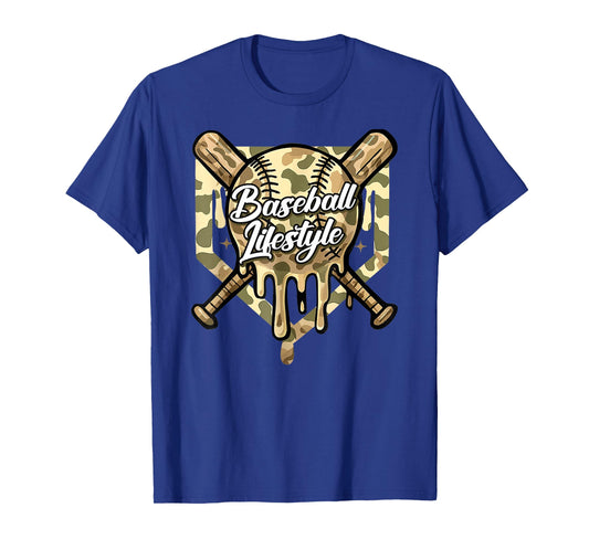 Baseball Life Lifestyle Home Plate Camo Ice Cream Drip Kids T-Shirt