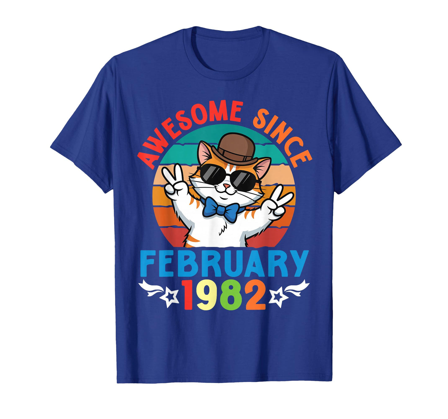 Cat Boy Awesome Since February 1982 My Birthday 44 Years Old T-Shirt