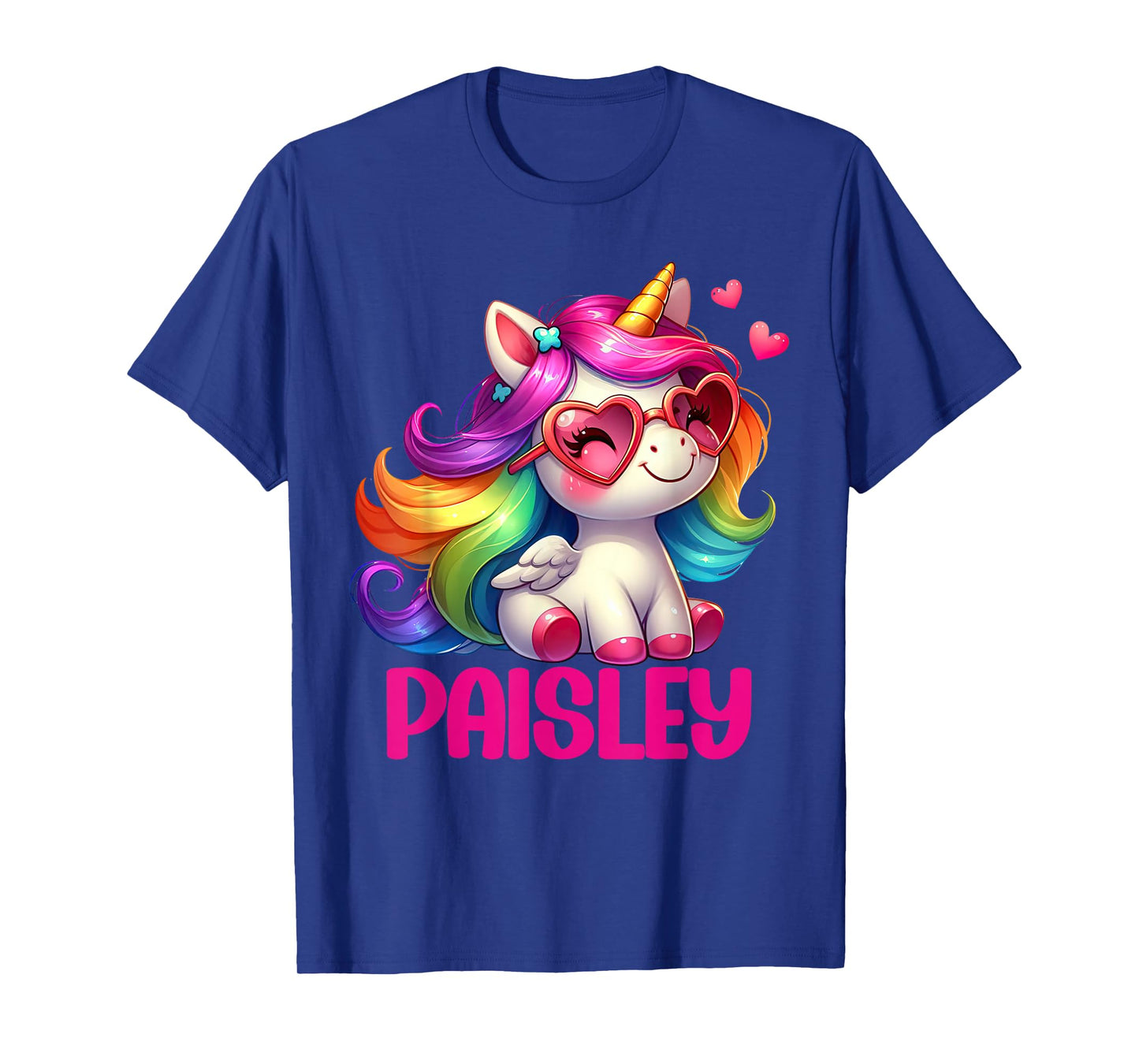 Paisley Personalized Name Colorful Unicorn Women Girls T-Shirt