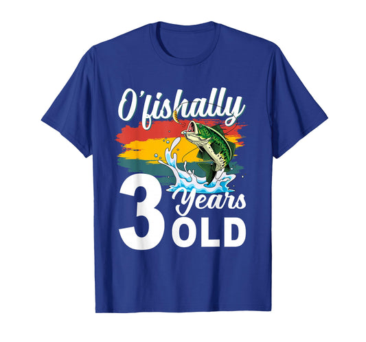 O’fishally 3 Years Old Birthday Boy Fishing Themed Party T-Shirt