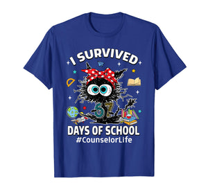 Black Cat I Survived 67 Days of School Counselor Life T-Shirt