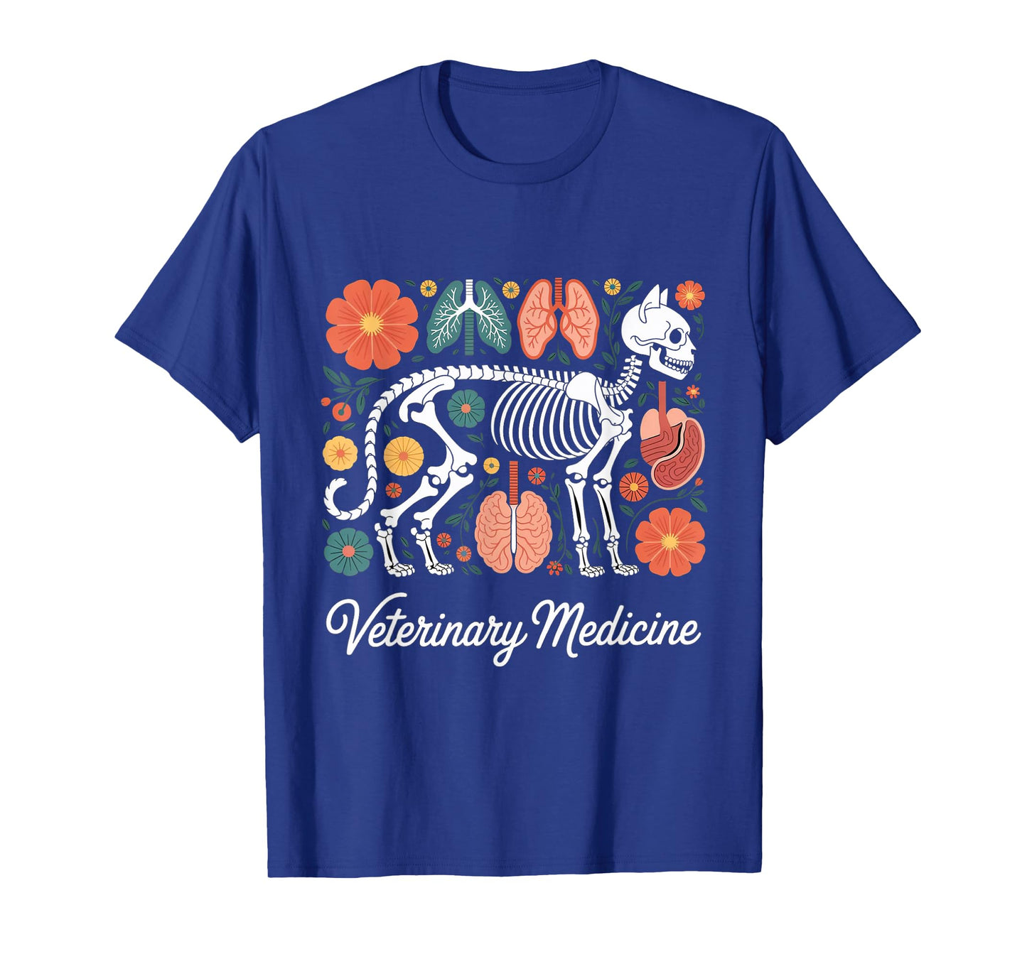 Floral Veterinary Anatomy Animal Vet Tech Assistant T-Shirt