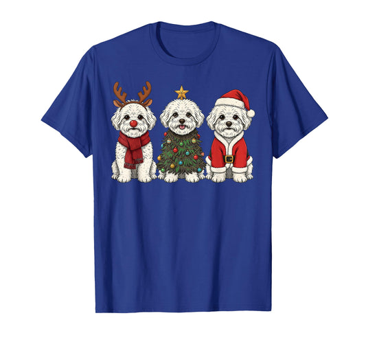 Retro Christmas Bichon Frise Santa Reindeer Dog Lover T-Shirt