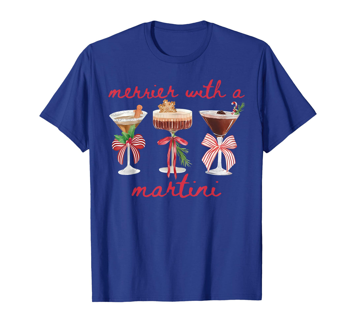 Merrier with A Martini Funny Bachelorette Merry Christmas T-Shirt