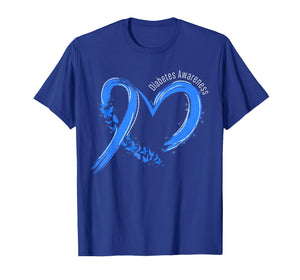 Heart Type 1 Diabetes Awareness T1D Ribbon Blue Support T-Shirt