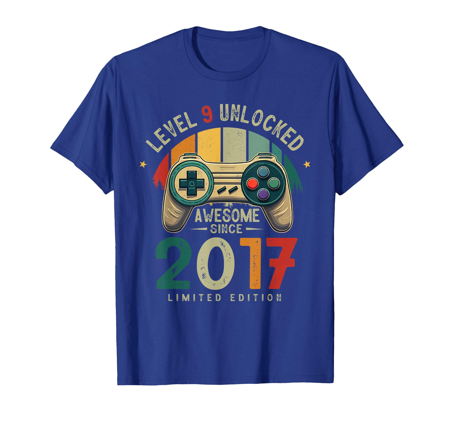 Level 9 Unlocked Awesome Since 2017 9th Birthday Gaming T-Shirt