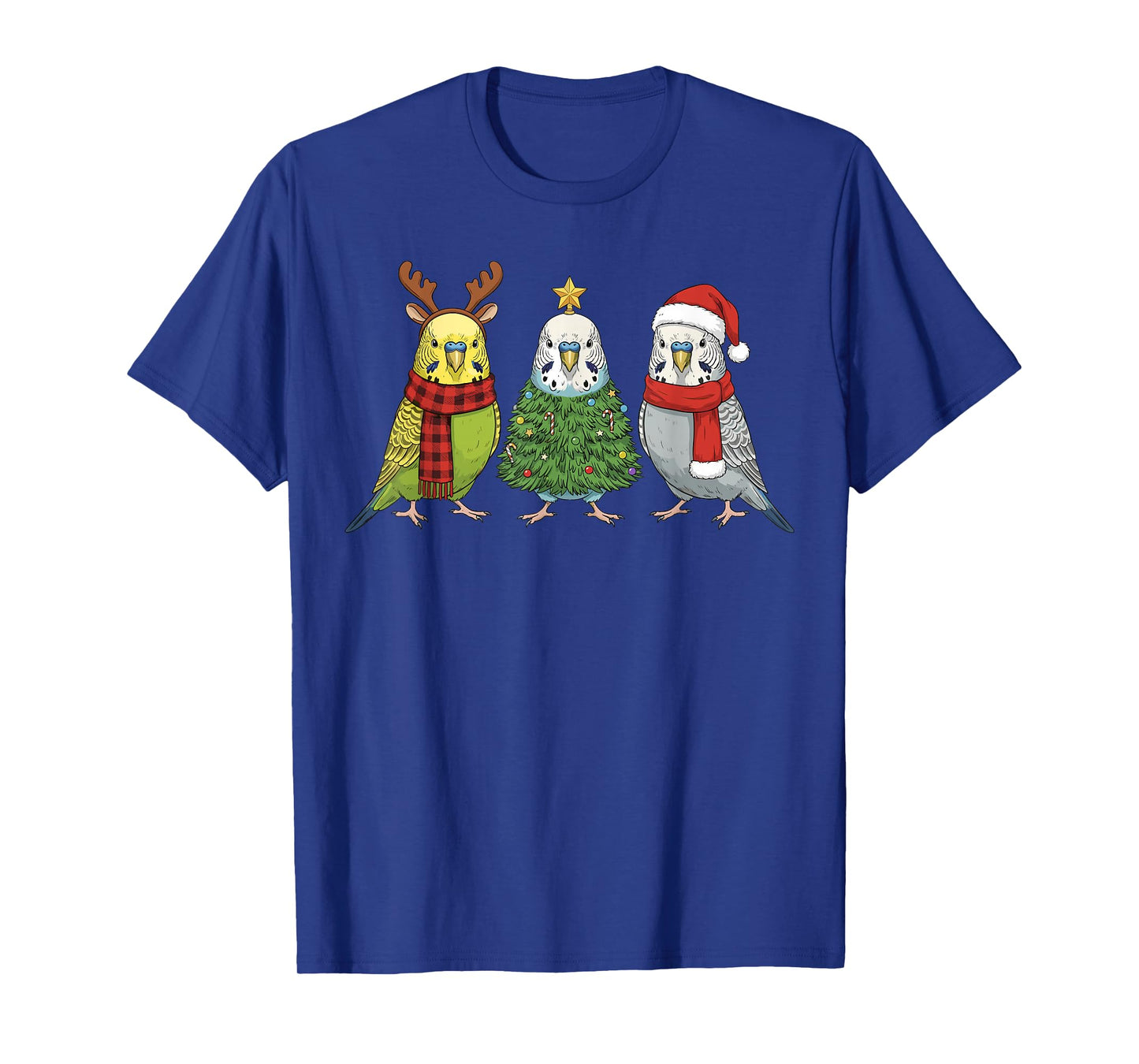Retro Christmas Budgerigar Budgie Bird Santa Reindeer T-Shirt