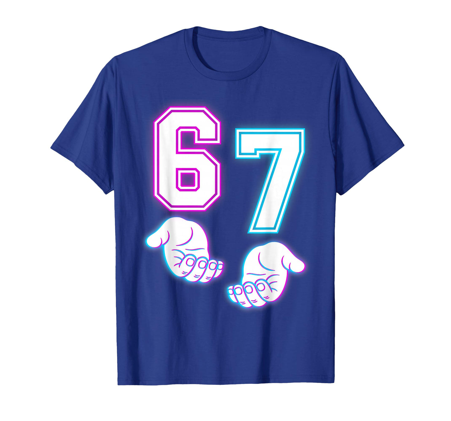 Funny Six Seven 6 7 Meme Gen Alpha Slang 6 7 Glowing Hands T-Shirt