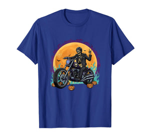 Biker Skeleton on Motorcycle for Halloween Costume Party T-Shirt