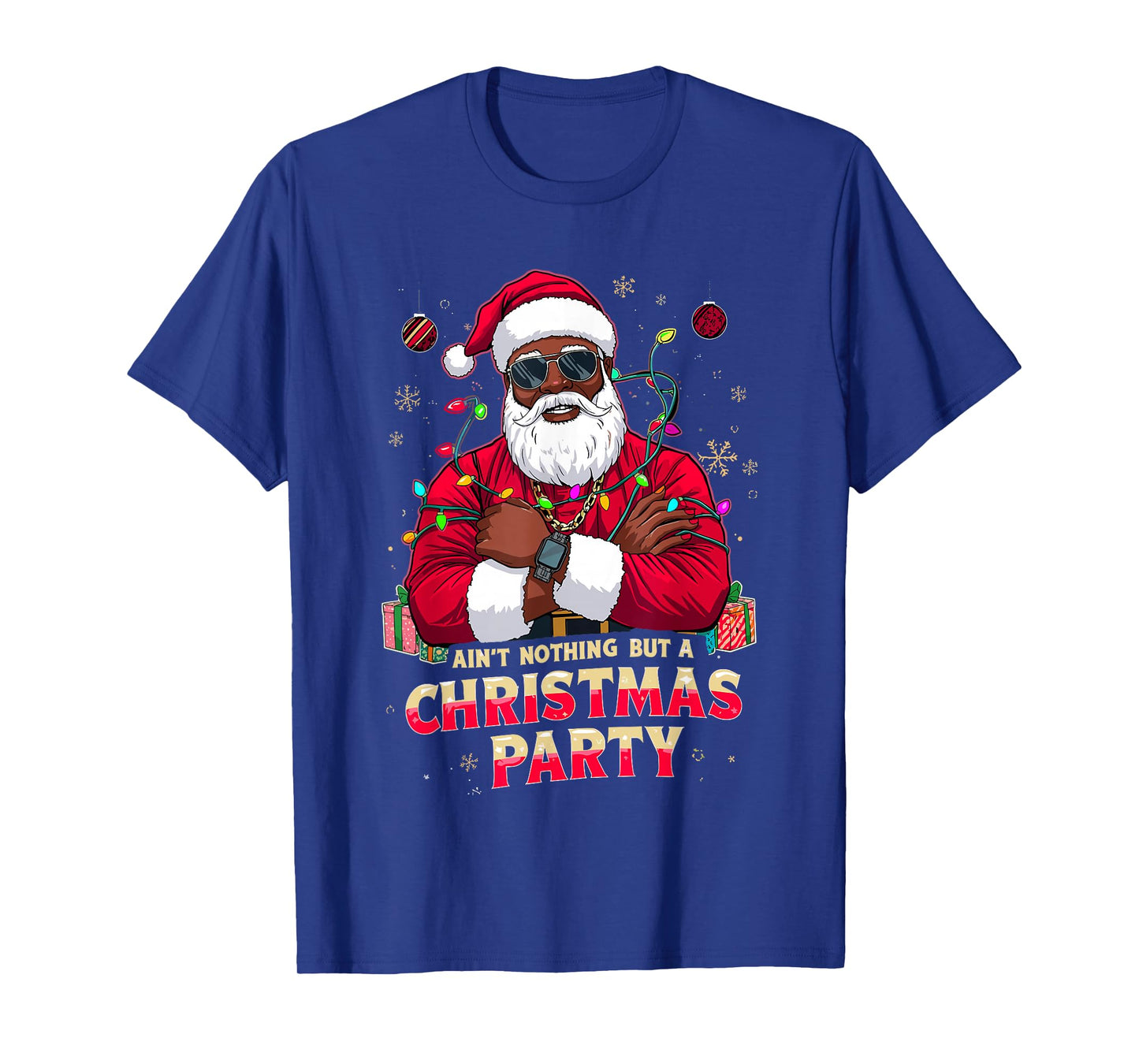 African American Santa Claus Christmas Xmas Pajama Party T-Shirt