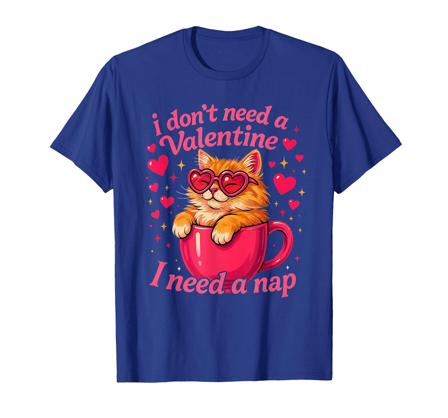 Valentine Cat Nap Funny Cozy Sleep Design T-Shirt