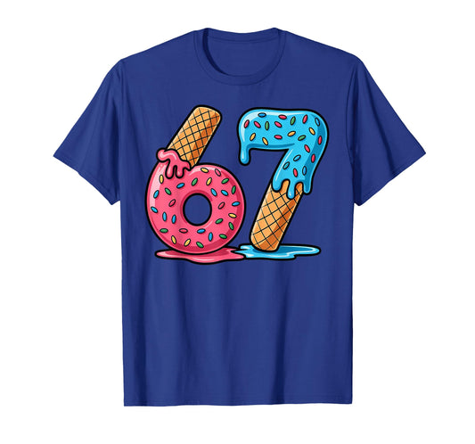 Six Seven Ice Cream Drip Cool Meme 67 Funny Number T-Shirt