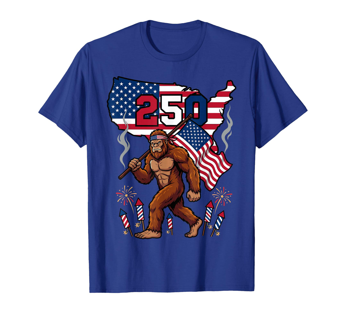 Bigfoot American Flag 250th 1776 2026 Patriotic Sasquatch T-Shirt