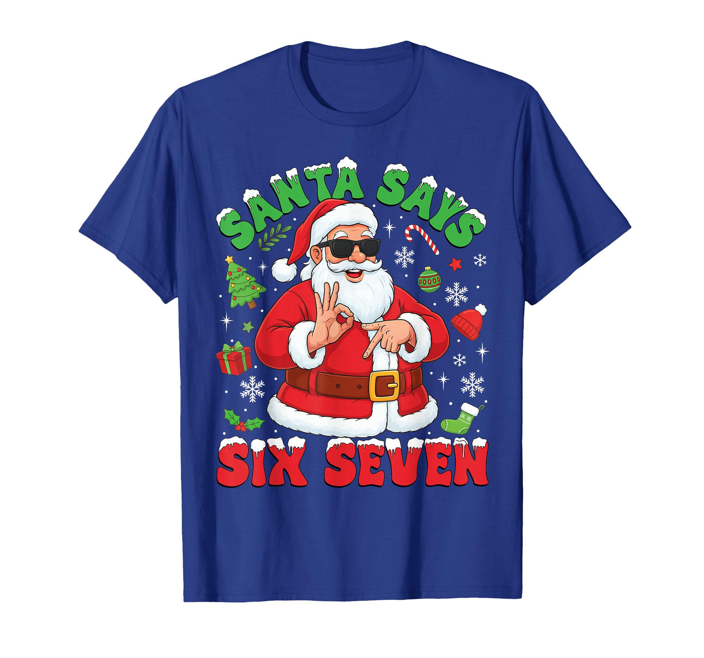 Funny Santa Says Six Seven Merry Christmas 67 Santa Claus T-Shirt