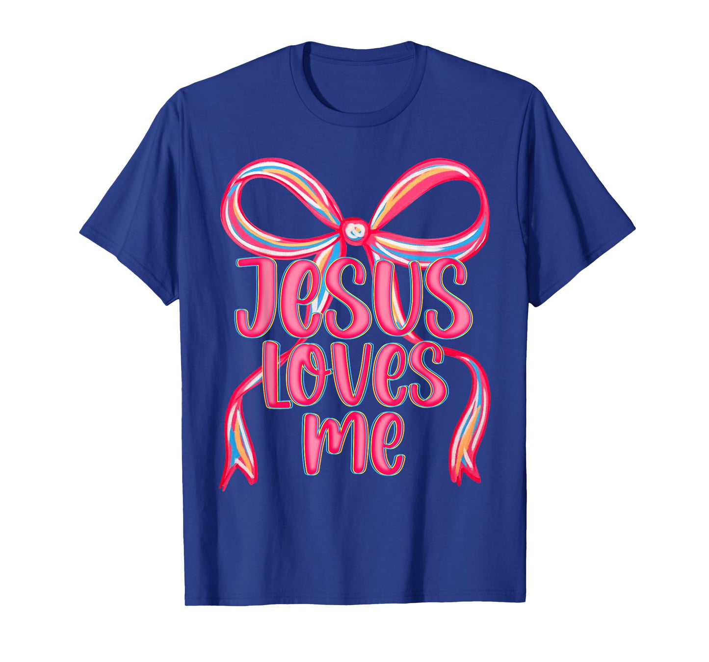 Jesus Loves Me Preppy Bow Christian Pink Women Kid Religious T-Shirt