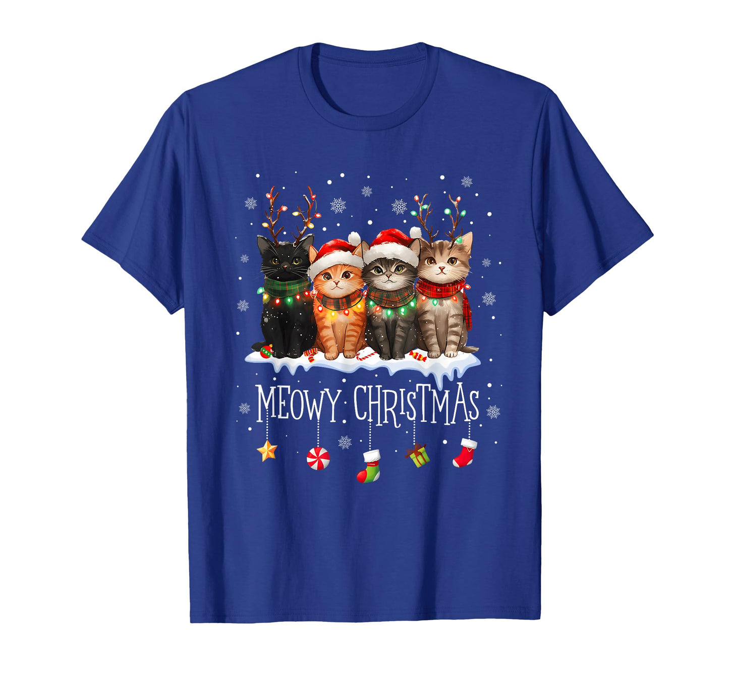 Meowy Catmas Cat Christmas Cute Kitten Cats Santa Hat Xmas T-Shirt