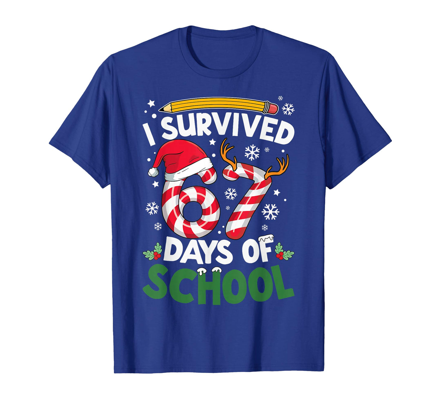 I Survived 67 Days of School Christmas Teachers Students T-Shirt