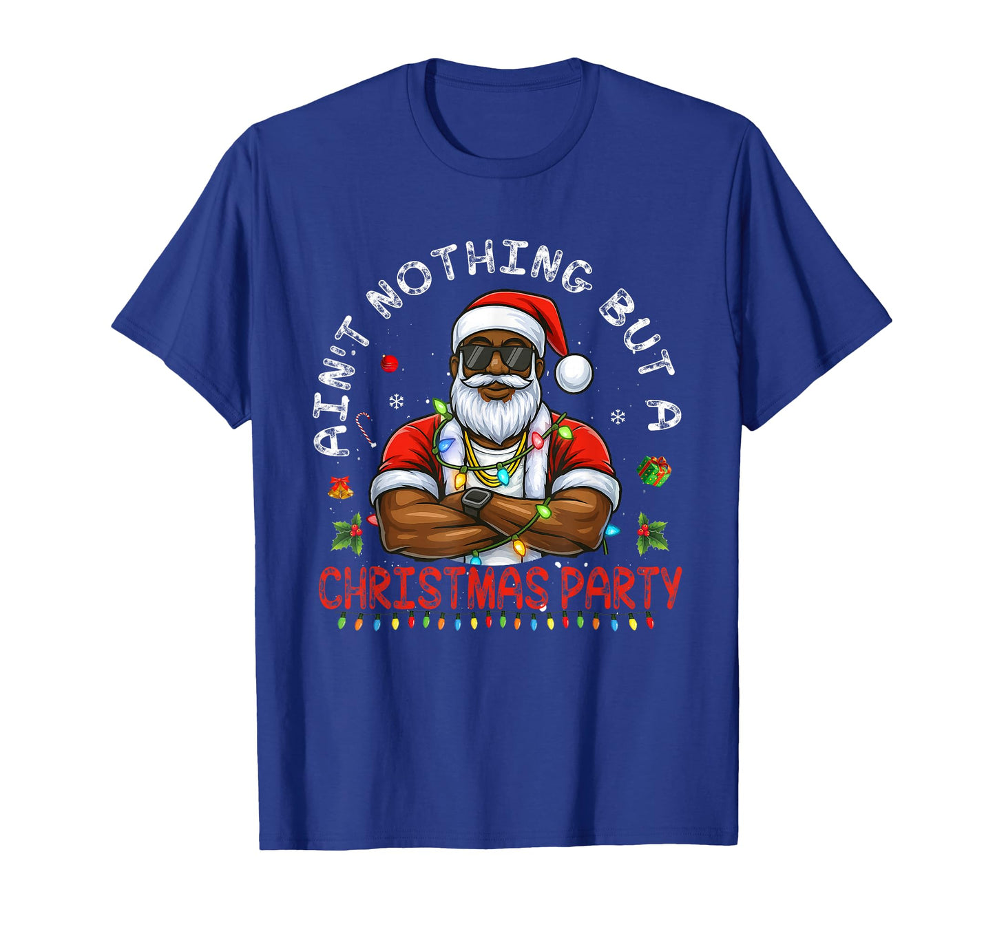 African American Santa Claus Christmas Pajama MenWomen T-Shirt