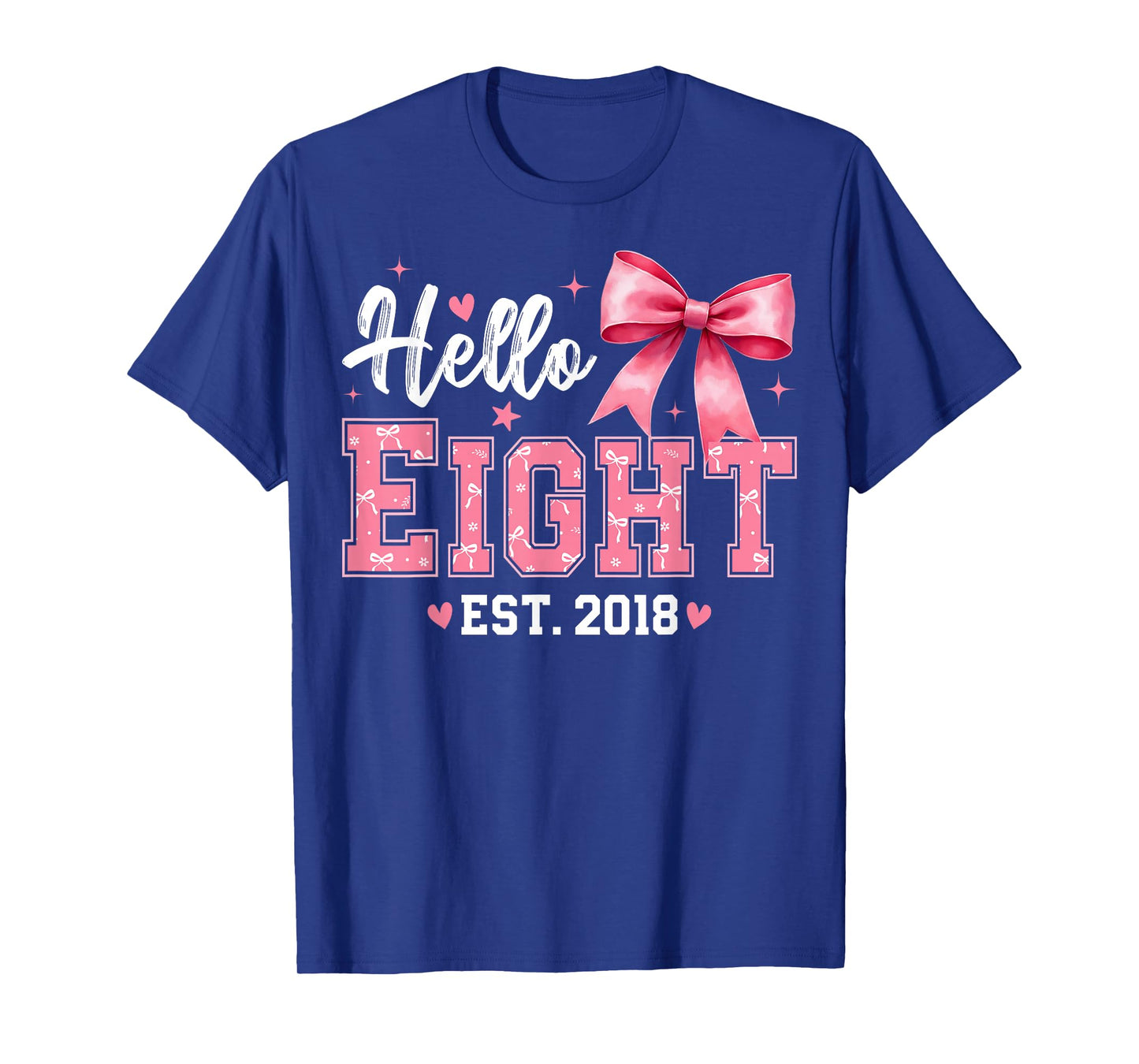 Hello Eight Est 2018 Coquette Bow 8th Birthday Girl T-Shirt
