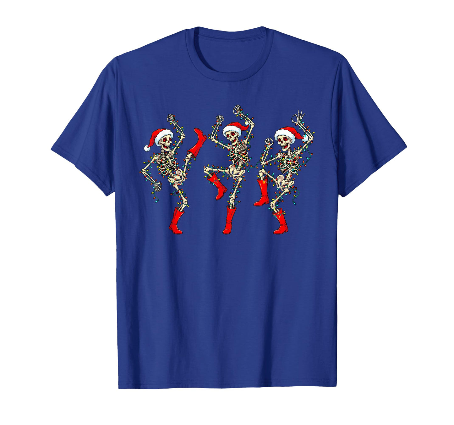 Christmas Skeleton Santa Dancing Dance Xmas Tree Lights T-Shirt