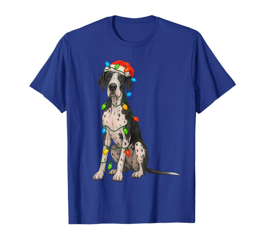 Great Dane Christmas Lights Dog Lover Xmas Pajama T-Shirt