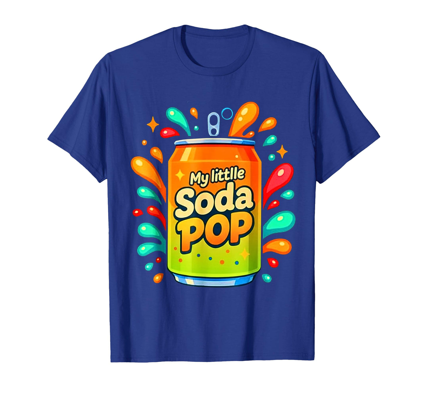 Soda Pop Cartoon Splash Cute Retro Beverage Orange-Green T-Shirt