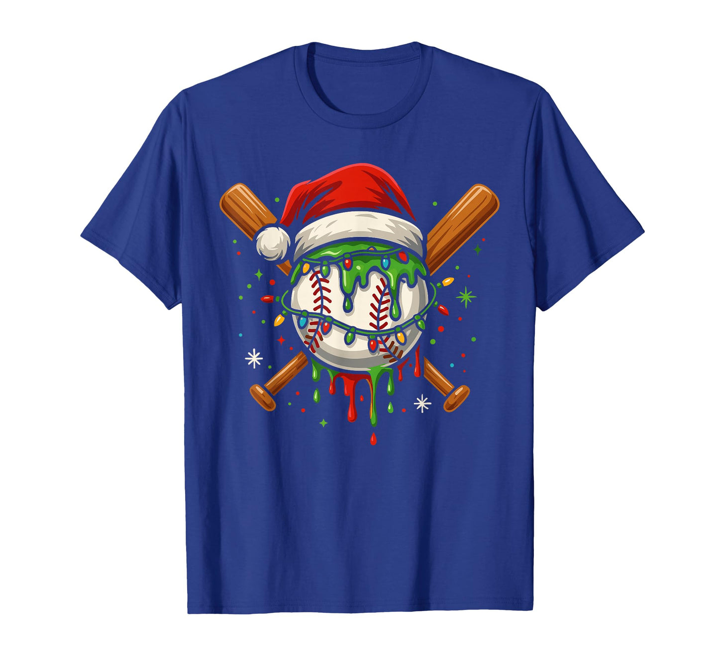 Fun Baseball Lifestyle Apparel Youth Christmas Baseball Drip T-Shirt