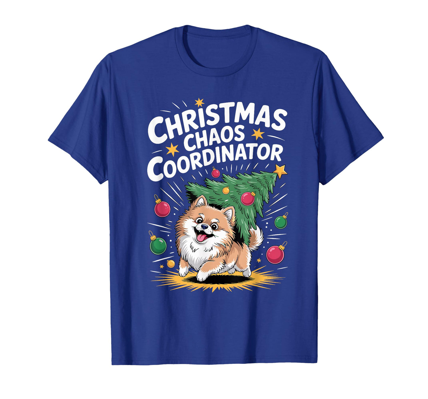 Christmas Chaos Coordinator Xmas Puppy Funny Pomeranian T-Shirt