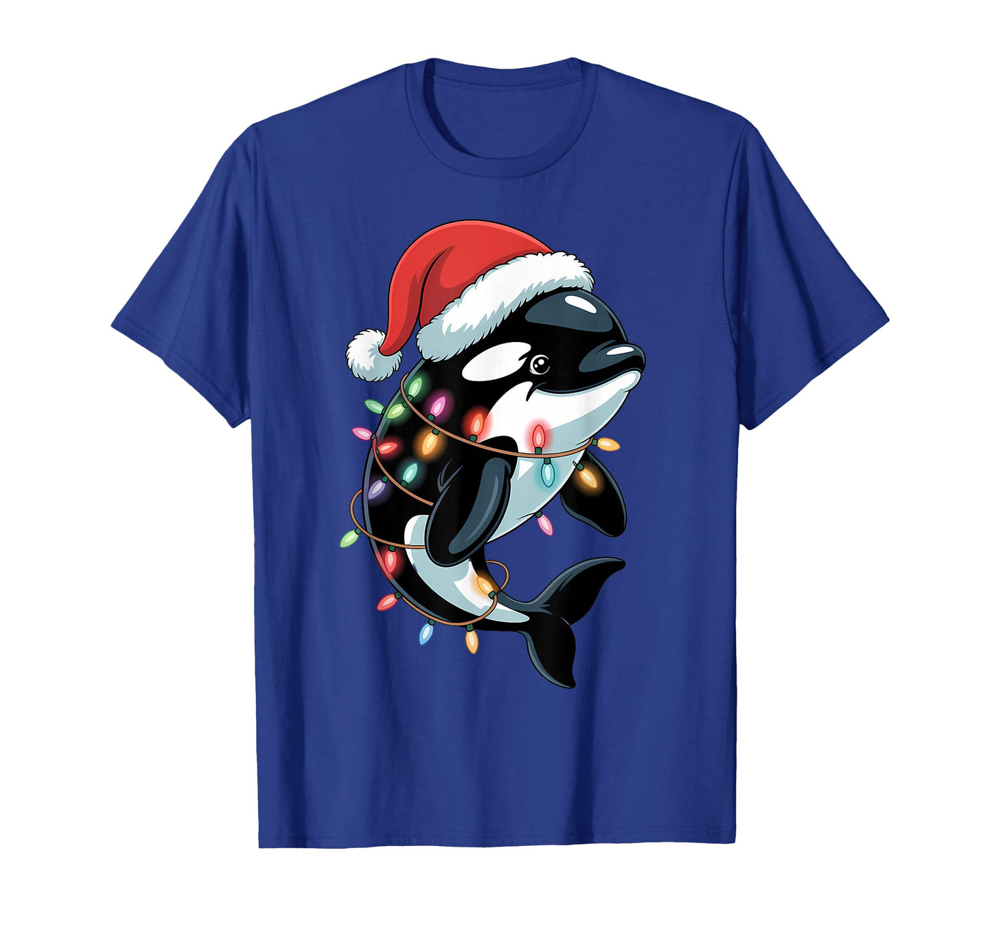 Santa Orca Killer Whale Christmas Tree Lights Boys Girls T-Shirt