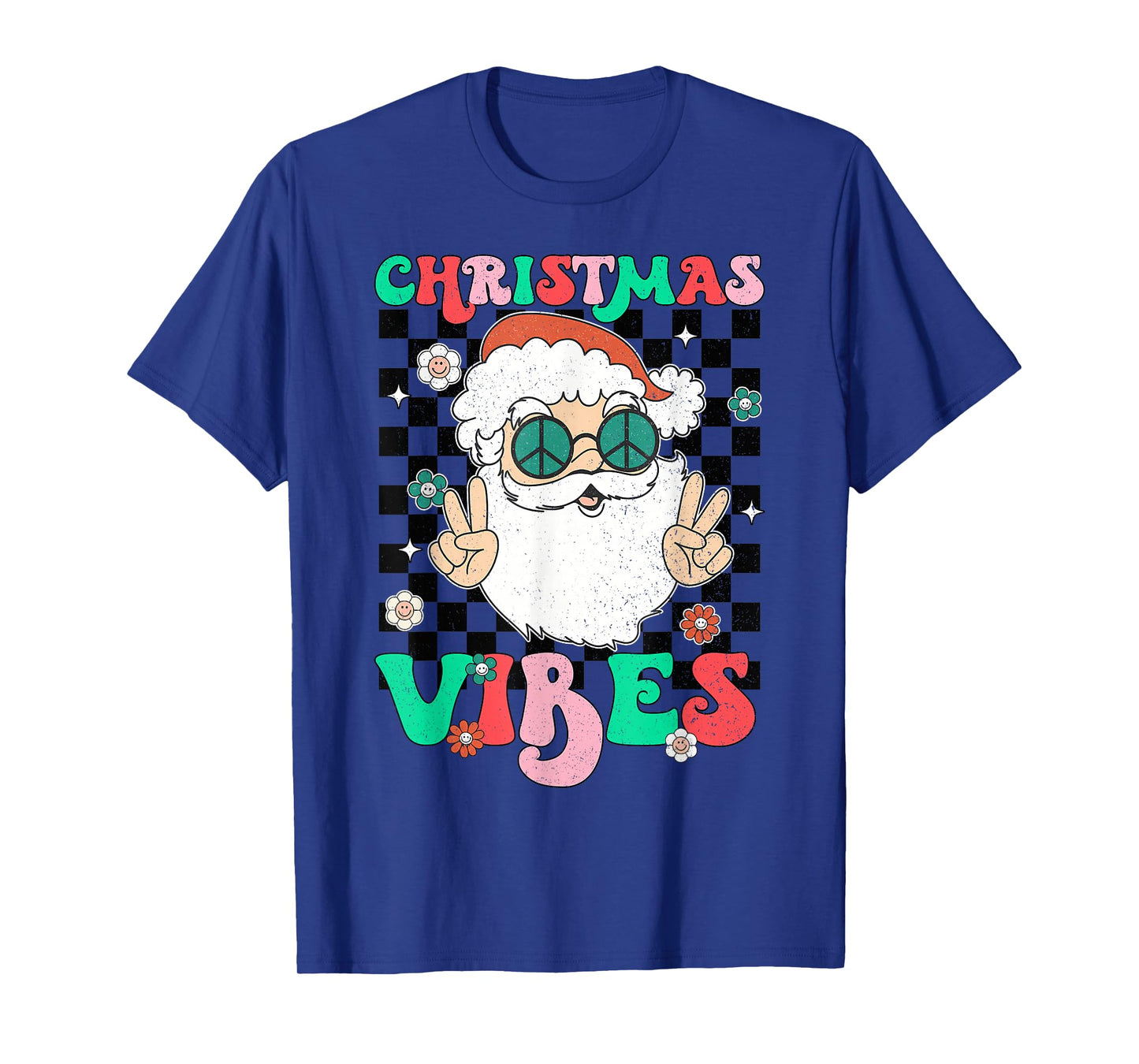 Groovy Christmas Vibes Santa Hat Xmas Holiday Teens Girls T-Shirt