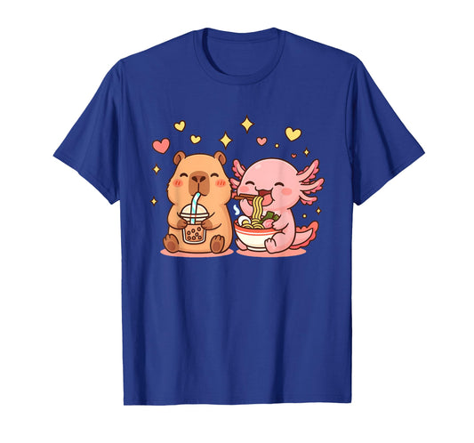 Cute Capybara and Axolotl Kawaii Funny Boys Girls Kids T-Shirt