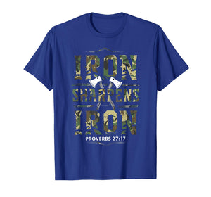 Iron Sharpens Iron Camo Scripture Christian Gym Workout T-Shirt
