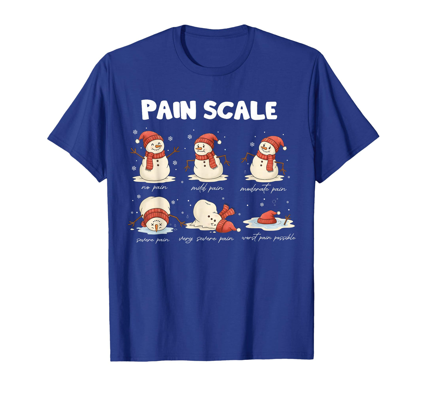 Pain Scale Snowman Nurse Christmas Xmas Snow Pajamas Holiday T-Shirt