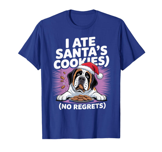 I Ate Santas Cookies Xmas Puppy Funny Christmas St Bernard T-Shirt